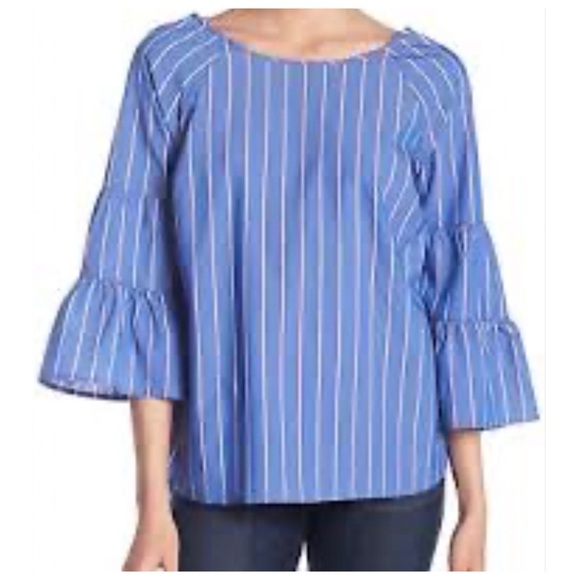 NWOT. Como Vintage Blue Striped Top - Picture 1 of 4
